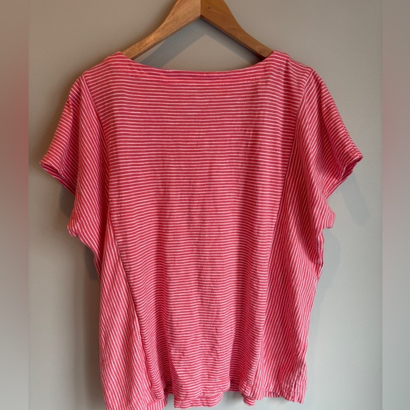 Lands' End Pink Striped Short Sleeve Tee Size Large - Picture 2 of 3